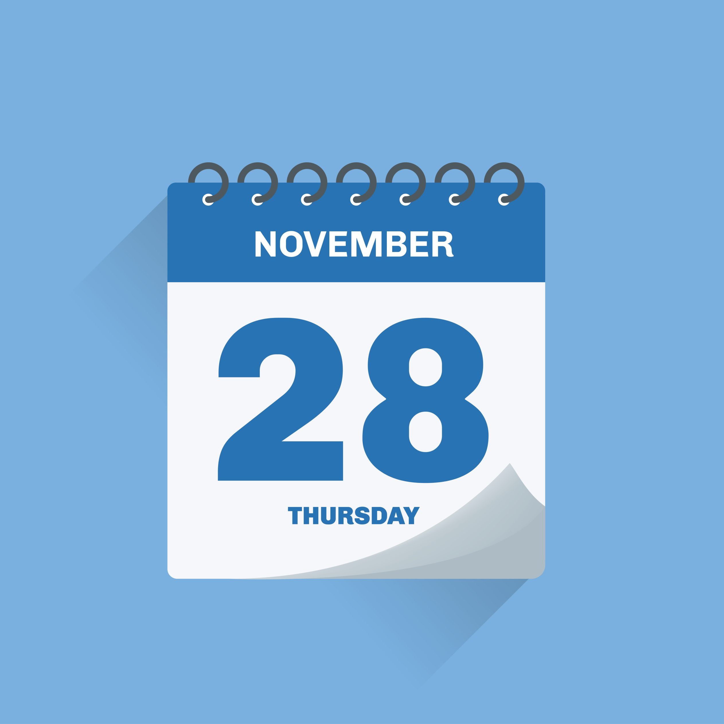 Vector illustration. Day calendar with date November 28.