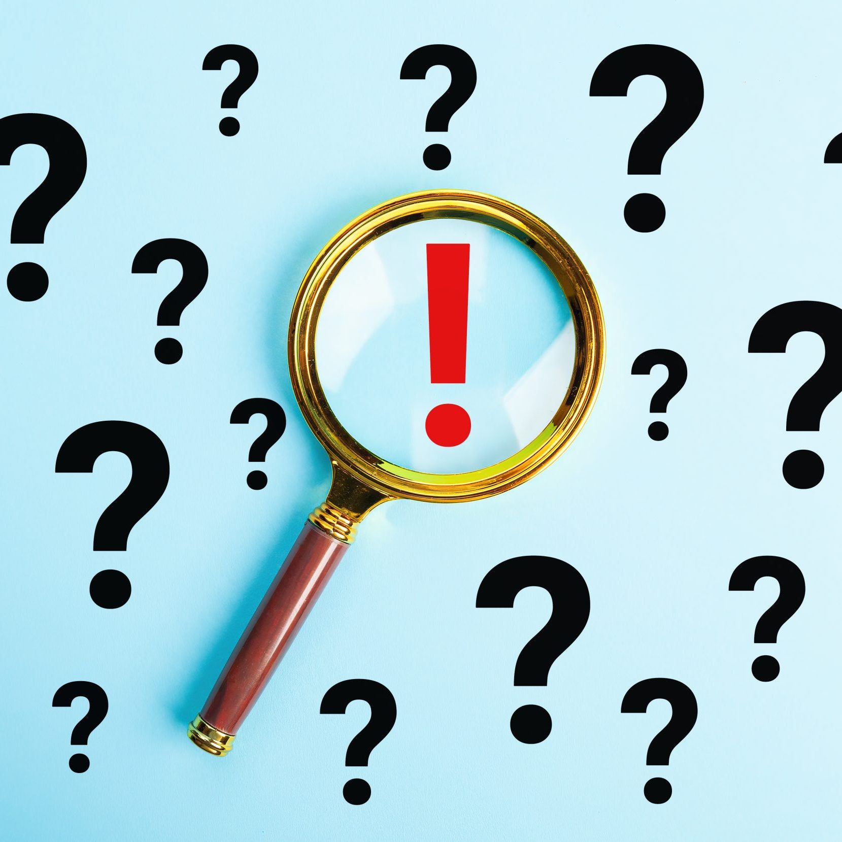 Magnifying,Glass,Focused,On,Exclamation,Mark,Between,Question,Mark.,Concept